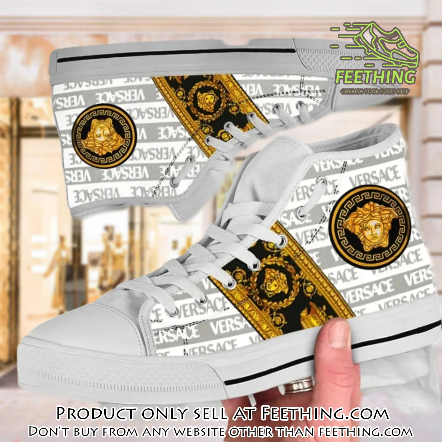 Versace medusa golden premium high top canvas shoes luxury brand gifts for men women ft3841338